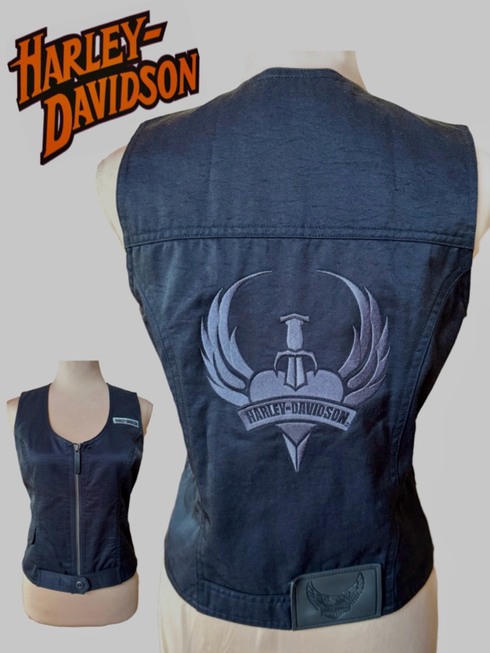 Harley-Davidson Daggerheart Lightweight Motorcycle Riding Vest Black Orange (XS)
